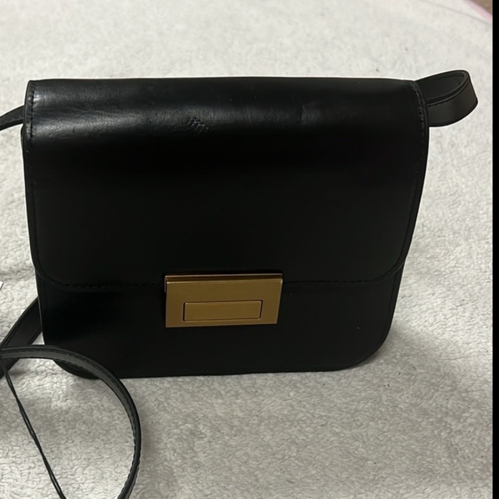 Loeffler Randall Black Leather Crossbody with Gold Tone Hardware - Picture 5 of 11